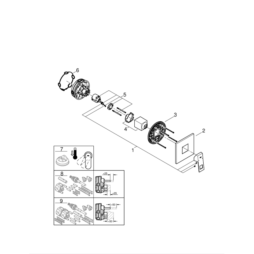 GROHE 24061000 - Μίκτης ντους EUROCUBE, γυαλιστερό χρώμιο