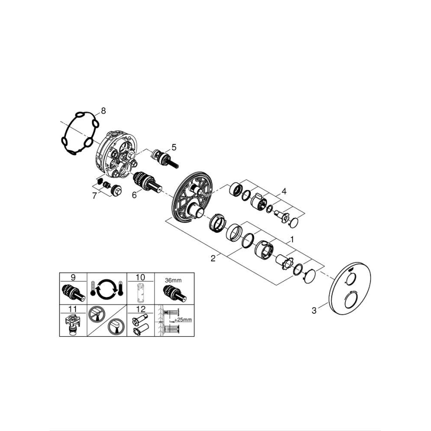 GROHE 24075000 - Θερμοστατική μπαταρία ντους GROHTHERM γυαλιστερό χρώμιο
