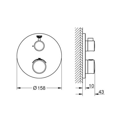 GROHE 24075000 - Θερμοστατική μπαταρία ντους GROHTHERM γυαλιστερό χρώμιο