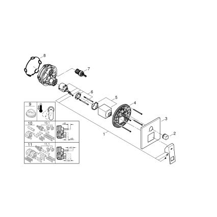 GROHE 24094000 - Μπαταρία EUROCUBE με 3-οδικό διακόπτη, γυαλιστερό χρώμιο