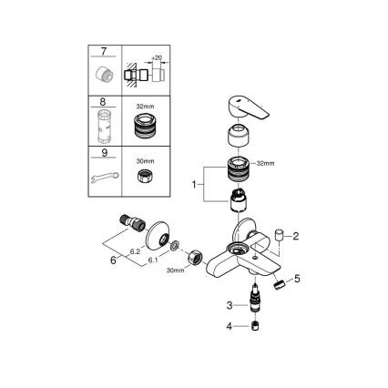GROHE 24198001 - Μπαταρία μπανιέρας DN 15 γυαλιστερό χρώμιο