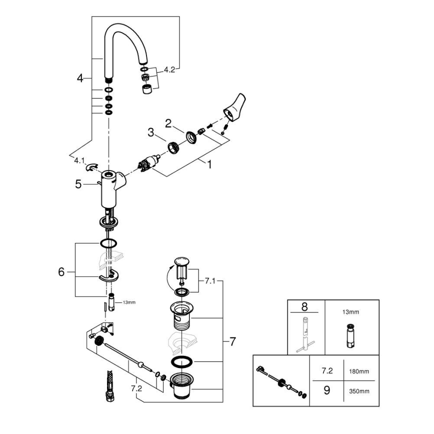 GROHE 242032432 - Μπαταρία νιπτήρα START 311 mm μαύρη