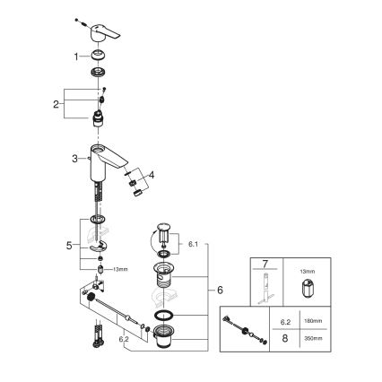 GROHE 242092432 - Μπαταρία νιπτήρα QUICKFIX START 165 mm μαύρη