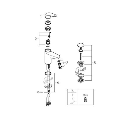 GROHE 24323001 - Μπαταρία νιπτήρα SWIFT DN 15 λαμπερό χρώμιο