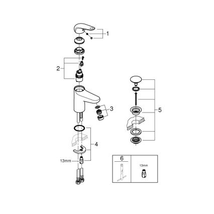 GROHE 24326001 - Μπαταρία νιπτήρα SWIFT DN 15, μέγεθος M, γυαλιστερό χρώμιο