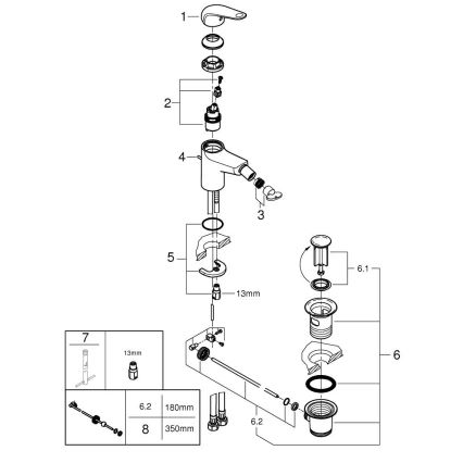 GROHE 24332001 - Μπαταρία μπιντέ SWIFT 146 mm γυαλιστερό χρώμιο