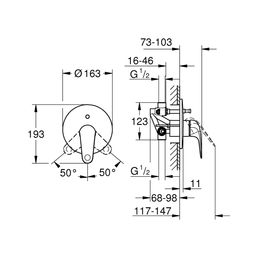 GROHE 24336001 - Μίκτης μπανιέρας SWIFT DN 15, γυαλιστερό χρώμιο