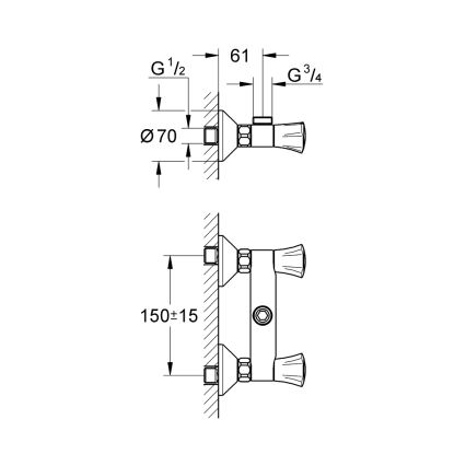GROHE 26009001 - Μπαταρία ντους COSTA L DN 15 σε γυαλιστερό χρώμιο