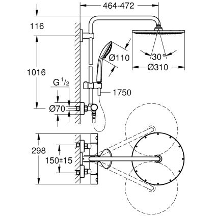 GROHE 26075DA0 - Σύστημα ντους EUPHORIA 310 μπρονζέ