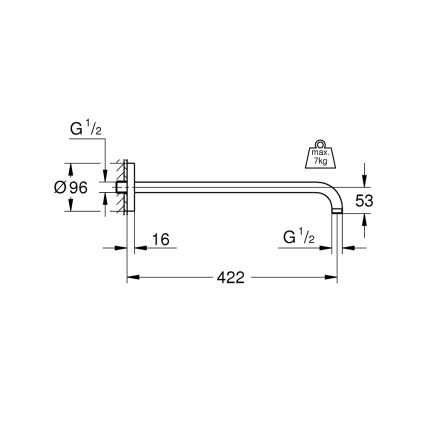 GROHE 26146000 - Βραχίονας ντους RAINSHOWER 422 mm γυαλιστερό χρώμιο
