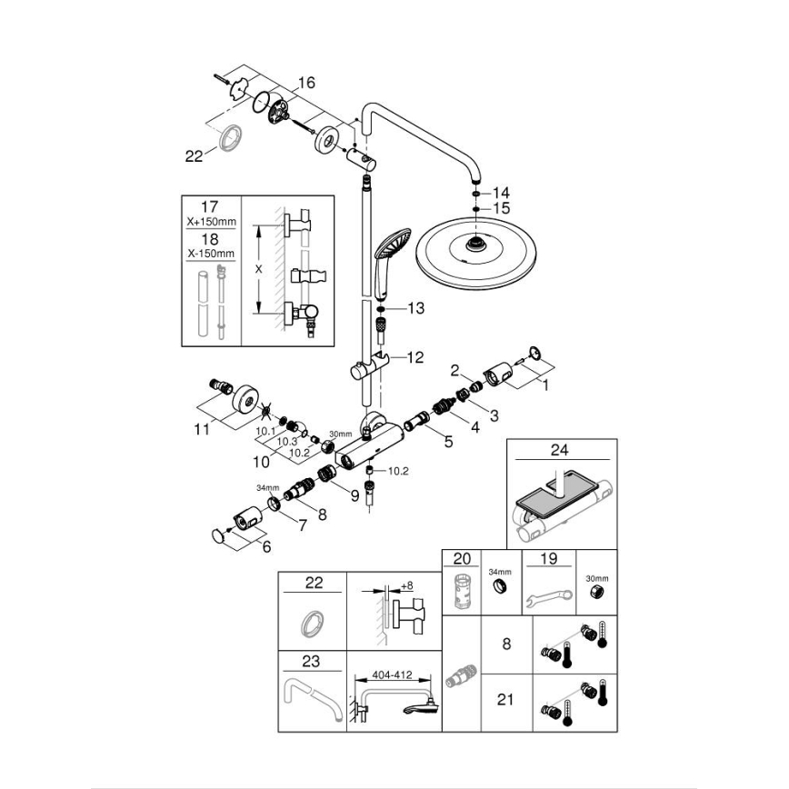 GROHE 26400001 - Σύστημα ντους VITALIO JOY SYSTEM 310 450 mm γυαλιστερό χρώμιο