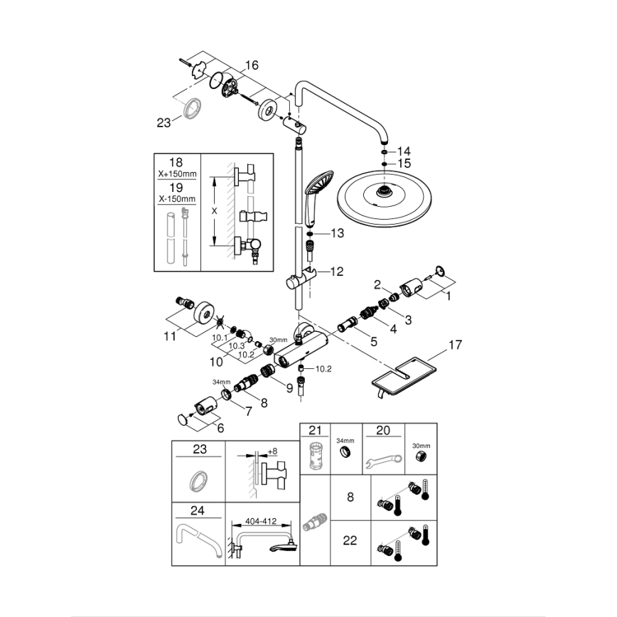 GROHE 26401001 - Σύστημα ντους VITALIO JOY SYSTEM 310 γυαλιστερό χρώμιο