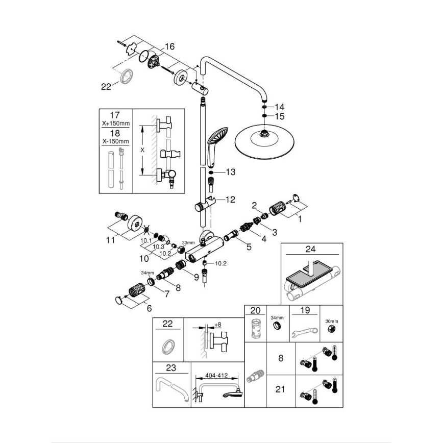 GROHE 26403KF2 - Σύστημα ντους VITALIO JOY 260 μαύρο