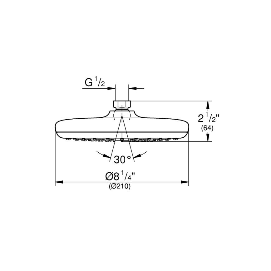 GROHE 26410000 - Κεφαλή ντους TEMPESTA 210 mm γυαλιστερό χρώμιο