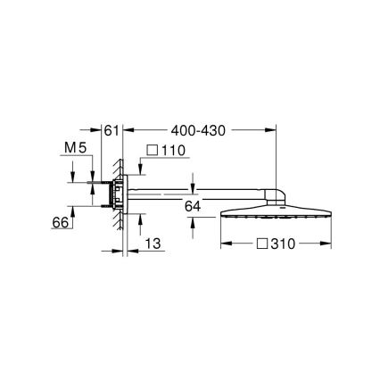 GROHE 26479000 - Κεφαλή ντους RAINSHOWER SMARTACTIVE 310 CUBE σε γυαλιστερό χρώμιο