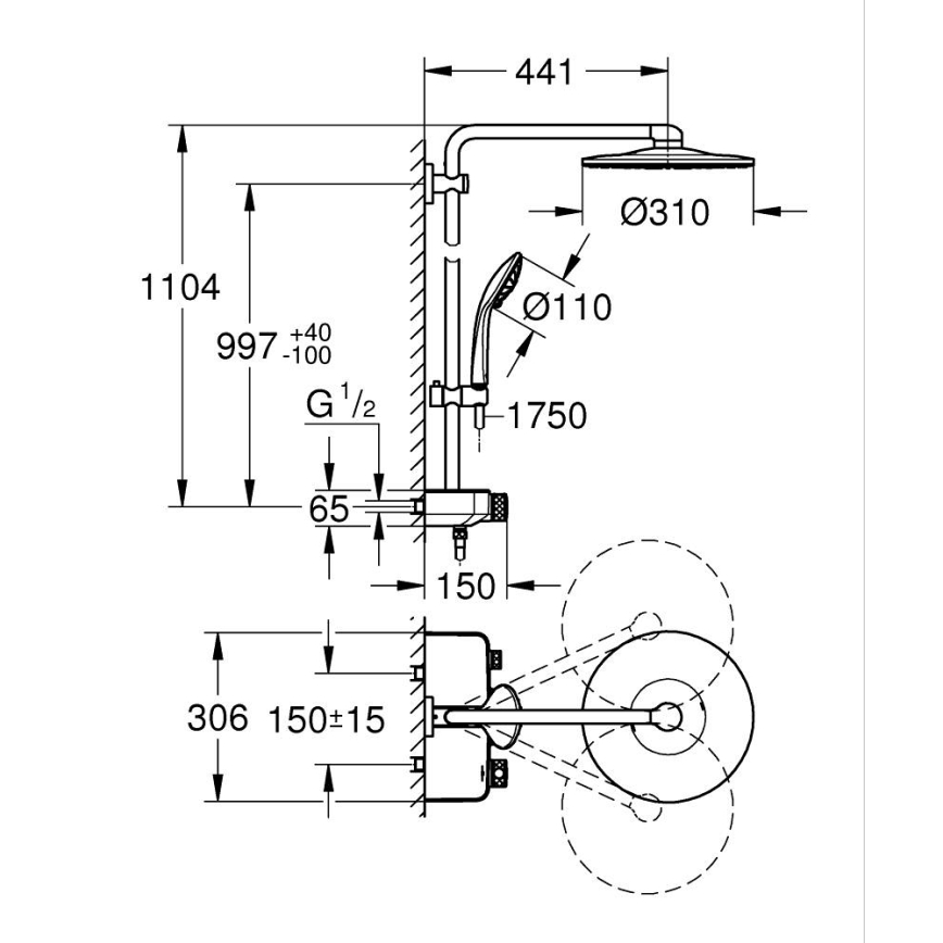GROHE 26507000 - Σύστημα ντους EUPHORIA SMARTCONTROL 310 DUO γυαλιστερό χρώμιο