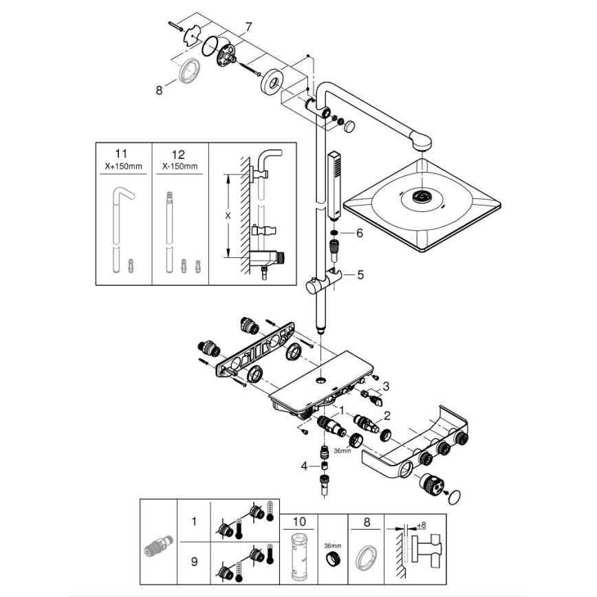 GROHE 26508000 - Σετ ντους EUPHORIA SMARTCONTROL 310 CUBE γυαλιστερό χρώμιο