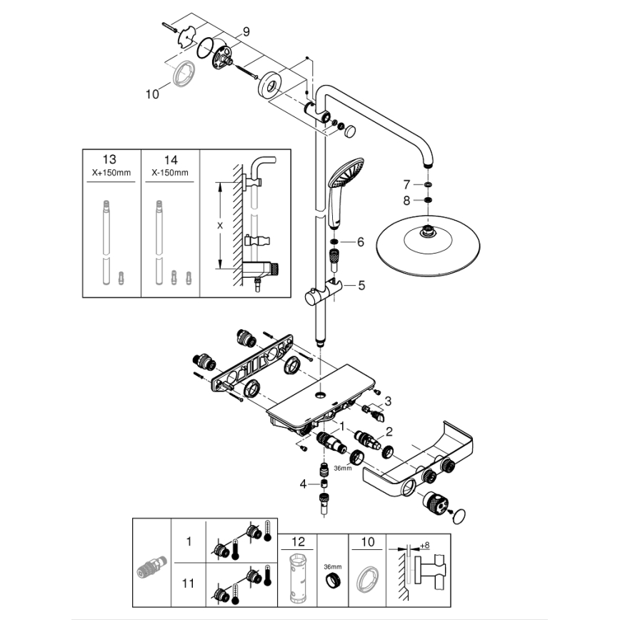 GROHE 26509000 - Σύστημα ντους EUPHORIA SMARTCONTROL 260 mm σε γυαλιστερό χρώμιο