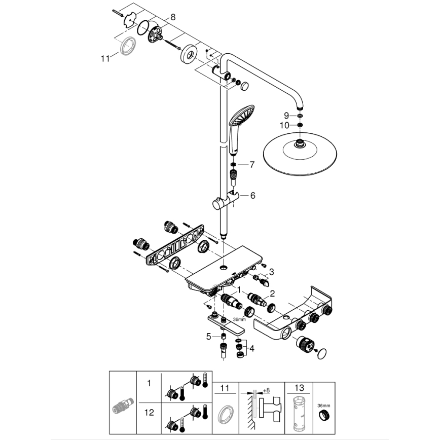 GROHE 26510000 - Σύστημα ντους EUPHORIA SMARTCONTROL 450 mm γυαλιστερό χρώμιο