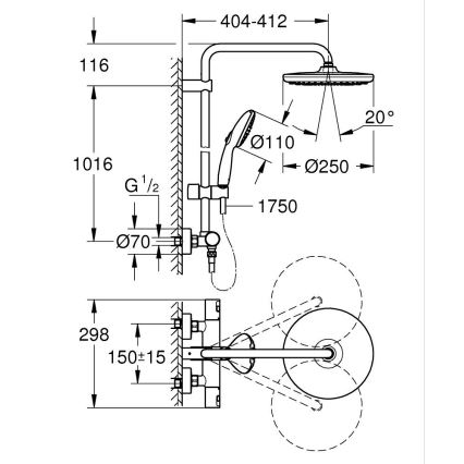 GROHE 26677001 - Σύστημα ντους VITALIO START SYSTEM 250 γυαλιστερό χρώμιο