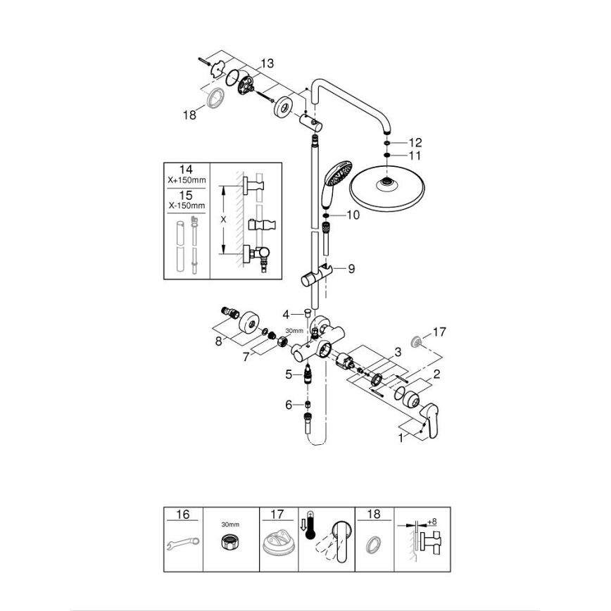 GROHE 26679001 - Σύστημα ντους VITALIO START 250 390 mm γυαλιστερό χρώμιο