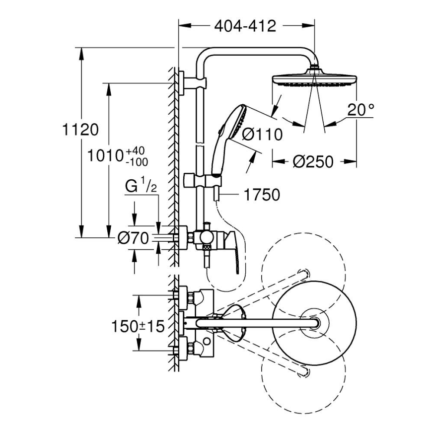 GROHE 26679001 - Σύστημα ντους VITALIO START 250 390 mm γυαλιστερό χρώμιο