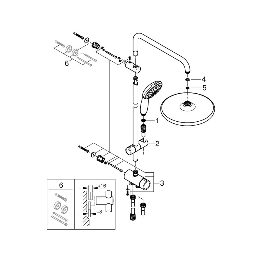 GROHE 26680001 - Σετ ντους VITALIO START SYSTEM 250 390 mm μέταλλο, χρώμιο
