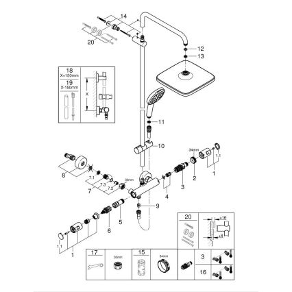 GROHE 266962431 - Σετ ντους VITALIO COMFORT 250 250 × 250 mm μαύρο
