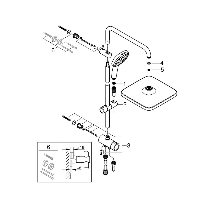 GROHE 26698001 - Σύστημα ντους VITALIO COMFORT 250, γυαλιστερό χρώμιο
