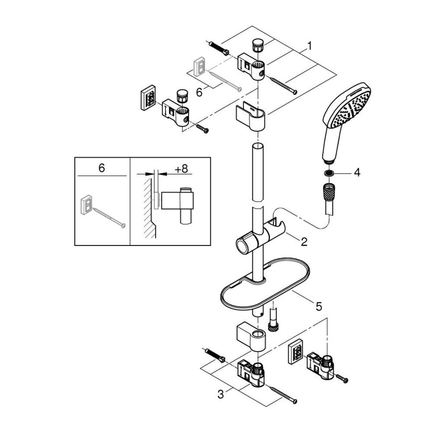 GROHE 26929001 - Σετ ντους VITALIO COMFORT 110 600 mm γυαλισμένο χρώμιο