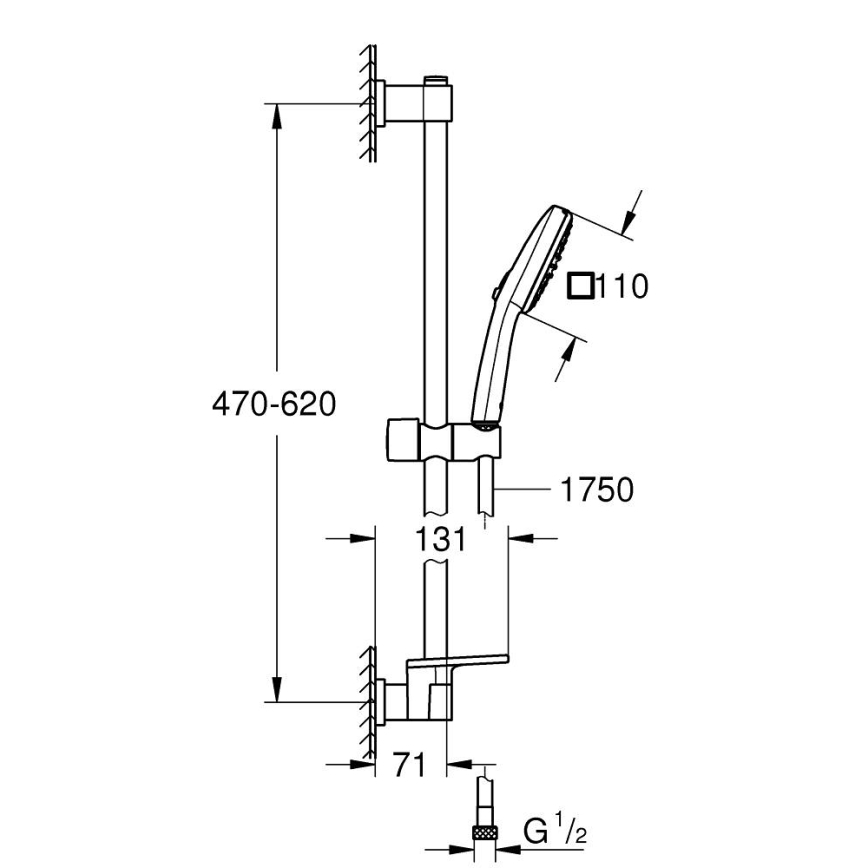 GROHE 26929001 - Σετ ντους VITALIO COMFORT 110 600 mm γυαλισμένο χρώμιο
