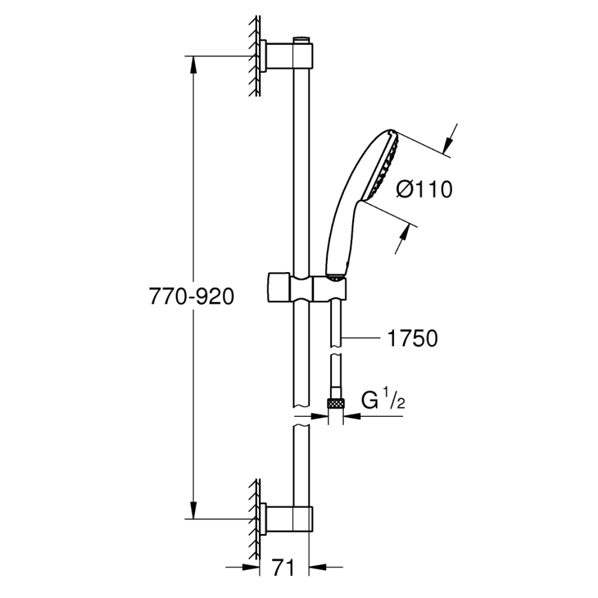 GROHE 26953001 - Σετ ντους VITALIO START 110 900 mm γυαλιστερό χρώμιο