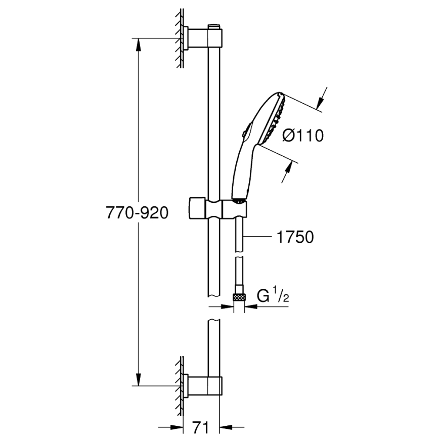 GROHE 26954001 - Σετ ντους VITALIO START 110 900 mm γυαλιστερό χρώμιο