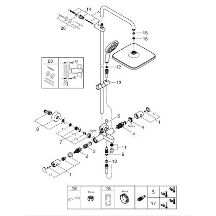 GROHE 269842431 - Σύστημα ντους VITALIO COMFORT 250 250 × 250 mm μαύρο