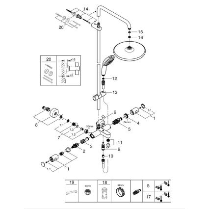 GROHE 26988001 - Σύστημα ντους VITALIO START SYSTEM 390 mm σε γυαλιστερό χρώμιο