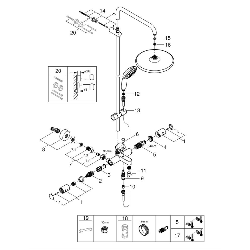 GROHE 26988001 - Σύστημα ντους VITALIO START SYSTEM 390 mm σε γυαλιστερό χρώμιο