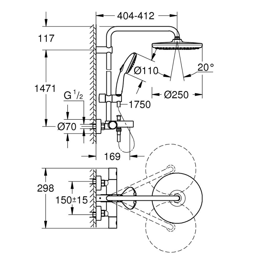 GROHE 26988001 - Σύστημα ντους VITALIO START SYSTEM 390 mm σε γυαλιστερό χρώμιο