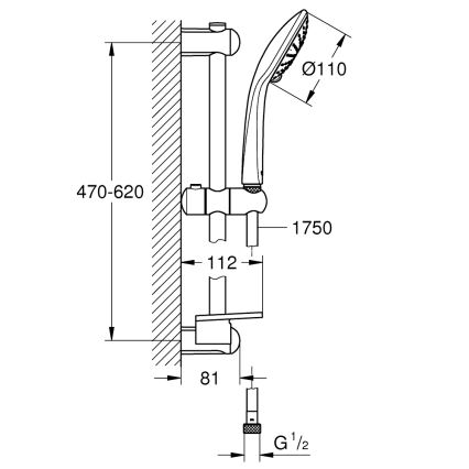 GROHE 27230001 - Σετ ντους EUPHORIA 110 Duo 600 mm γυαλιστερό χρώμιο