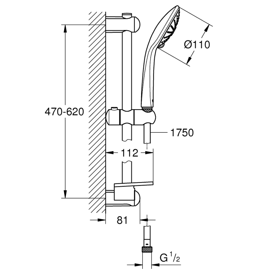 GROHE 27231001 - Σετ ντους EUPHORIA 600 mm γυαλιστερό χρώμιο