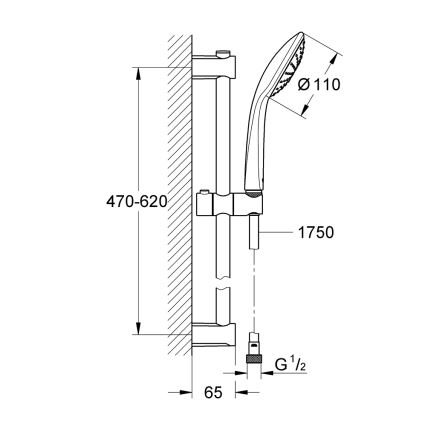 GROHE 27322000 - Σετ ντους VITALIO JOY 600 mm, γυαλιστερό χρώμιο