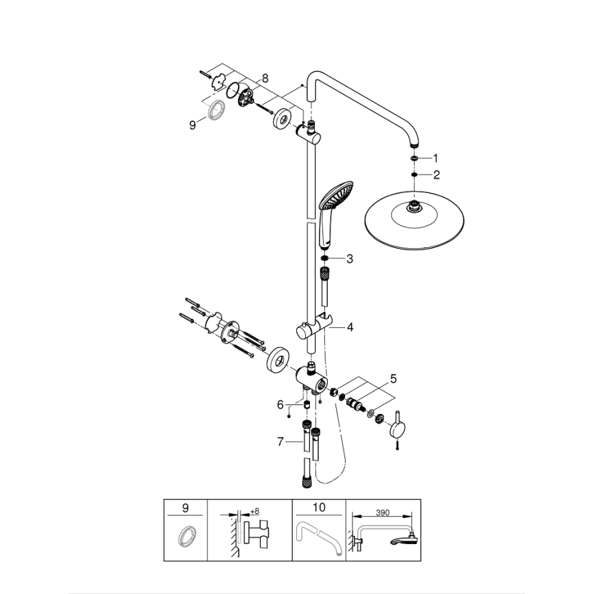 GROHE 27421002 - Σύστημα ντους EUPHORIA 260 σε γυαλιστερό χρώμιο