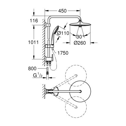 GROHE 27421002 - Σύστημα ντους EUPHORIA 260 σε γυαλιστερό χρώμιο
