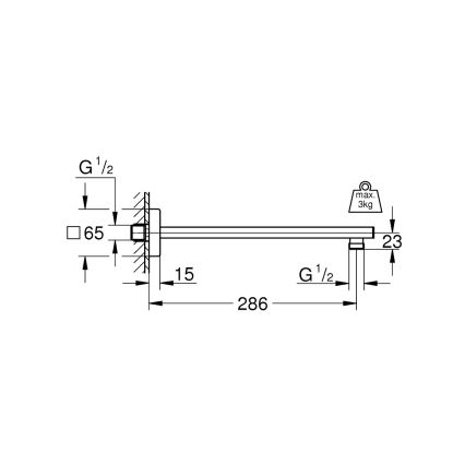 GROHE 27709000 - Βραχίονας ντους RAINSHOWER 286 mm γυαλισμένο χρώμιο