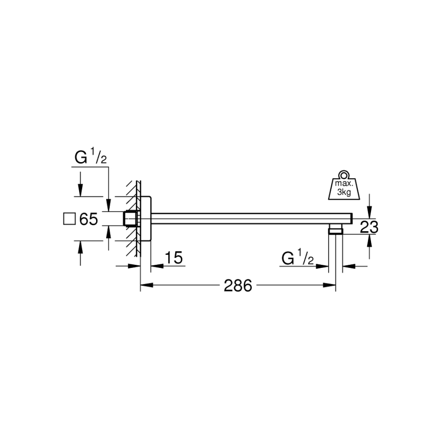 GROHE 27709000 - Βραχίονας ντους RAINSHOWER 286 mm γυαλισμένο χρώμιο