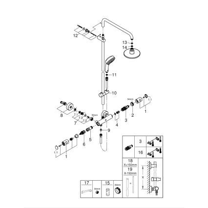 GROHE 27922000 - Σετ ντους TEMPESTA COSMOPOLITAN 160 mm γυαλιστερό χρώμιο