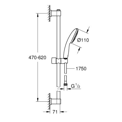 GROHE 27942001 - Σετ ντους VITALIO START 110 600 mm γυαλισμένο χρώμιο