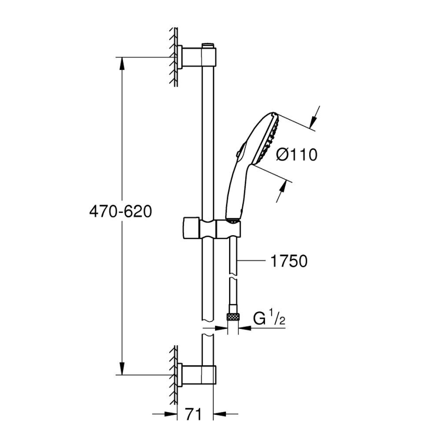GROHE 2794810E - Σετ ντους VITALIO START 110 600 mm, γυαλιστερό χρώμιο