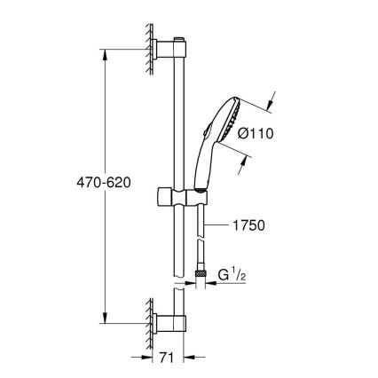 GROHE 279482431 - Σετ ντους VITALIO START 110 600 mm μαύρο