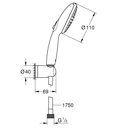 GROHE 279502431 - Σετ ντους VITALIO START 110 110 mm μαύρο