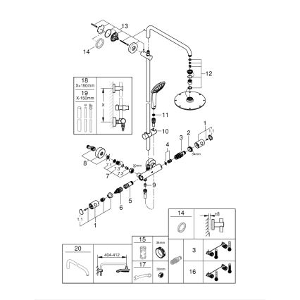 GROHE 27964000 - Σύστημα ντους EUPHORIA 210 mm γυαλισμένο χρώμιο